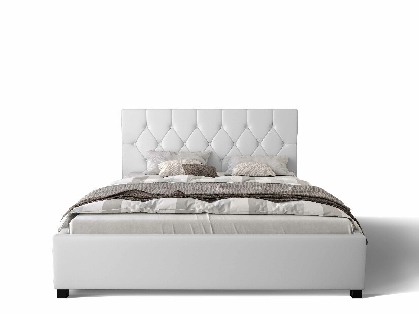 Bračni krevet 180 cm Sylvie (bijela) (s podnicom i prostorom za odlaganje)