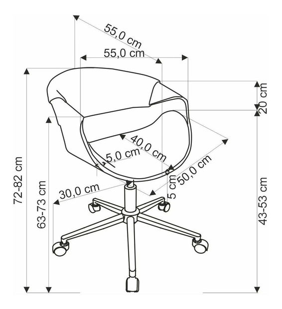 Fotoliu de birou Balbo (negru + nuc)