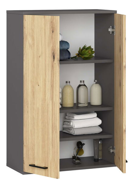 Dulap de baie suspendat Farid TYP 8 (grafit gri + Stejar artisan)