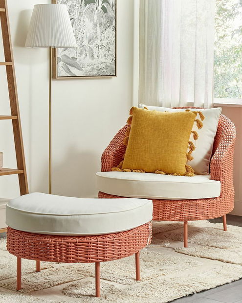 Záhradné kreslo s taburetkou Al (ružová)