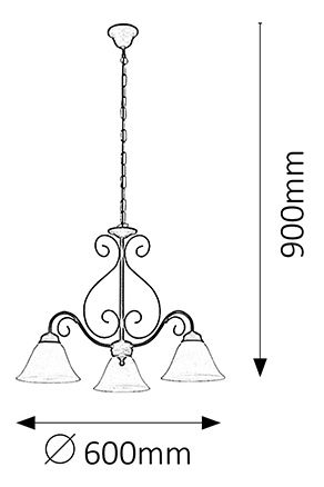 Luster Athen 7813 (crna mat + staklo od rižinog kamena)