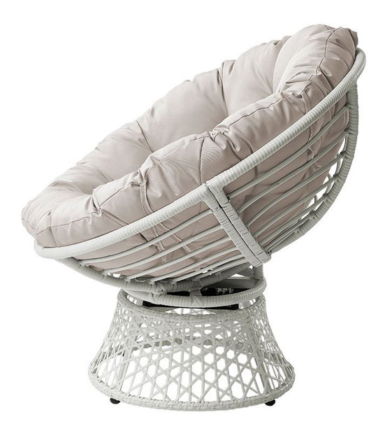 Fotoliu rotativ de grădină Arliss (cadru) (Alb + Gri)
