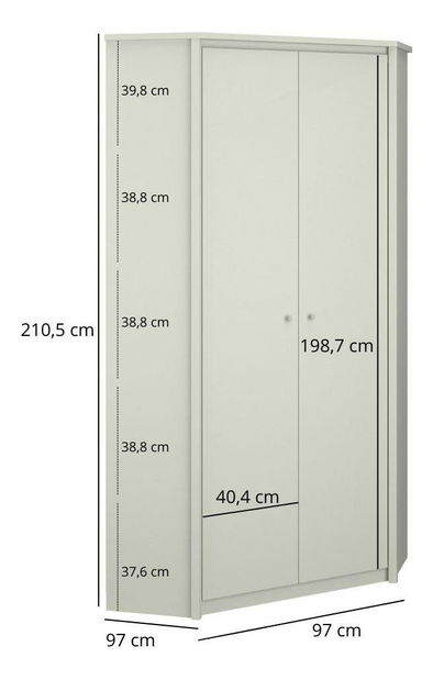 Dulap de haine de colț Kodro (cashmir + stejar evoke) 