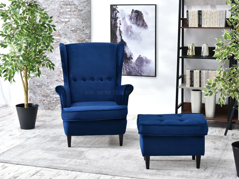 Füles fotel Margis (sötétkék + dió)