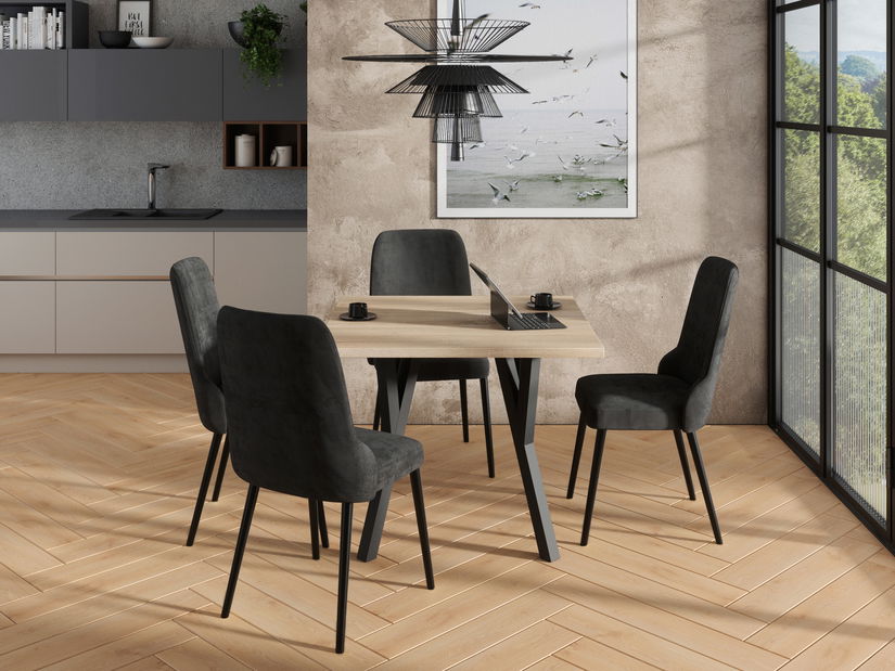 Étkező szett Raviel83 (szonoma tölgy + fekete + kronos 27132)