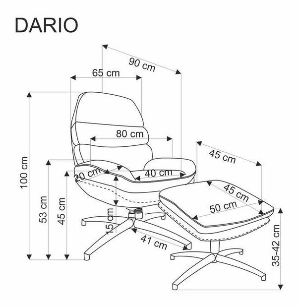 Hintafotel Dadario (szürke) 