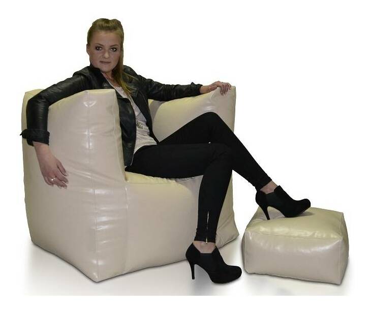 Fotoliu puf cu taburete Tatry (crem)