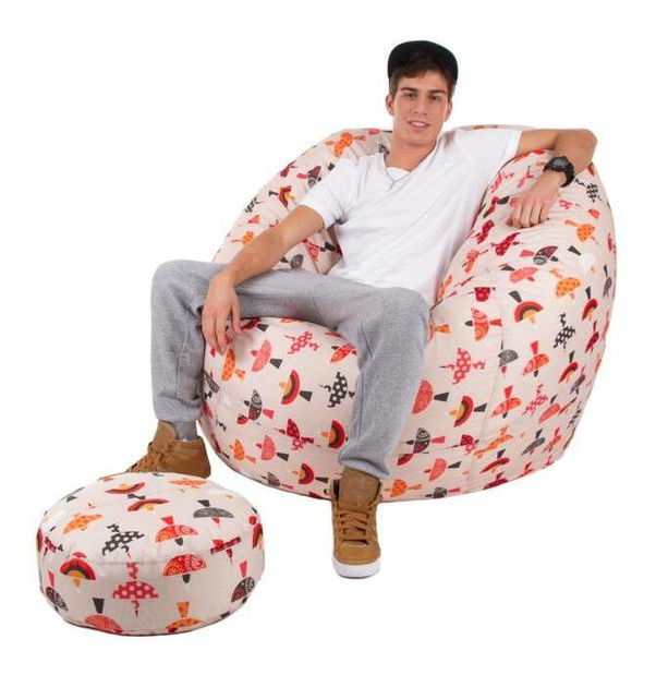 Fotoliu puf cu taburete Biggy Mom XXXL (multicolor)