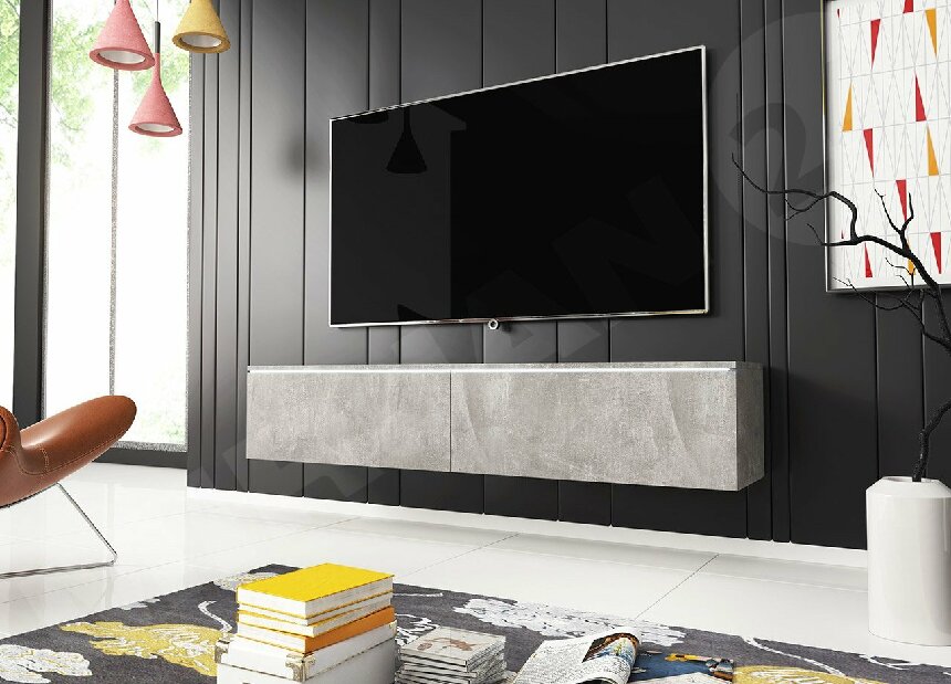 TV asztal/szekrény Dilune 140 (smart beton) (fehér LED világítás)