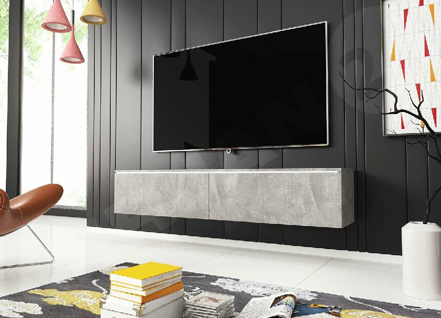 TV stolić/ormarić Dilune 140 (beton smart) (bijela led rasvjeta)