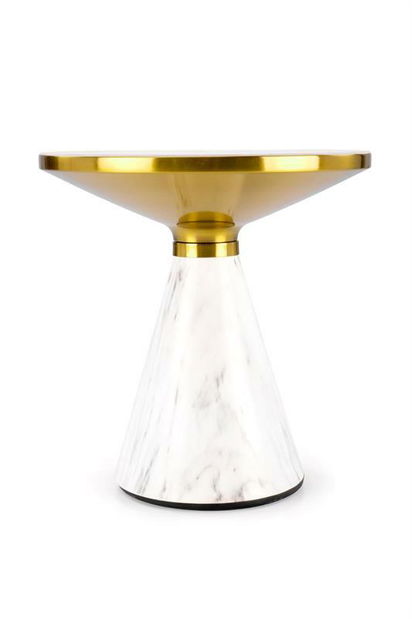 Konferenčný stolík Toby (biely mramor + zlatá)