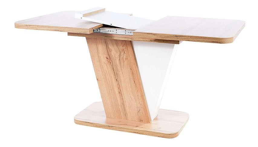 Széthúzható étkezőasztal 120-160 cm Cecila (wotan tölgy + matt fehér) (4 6 fő részére)