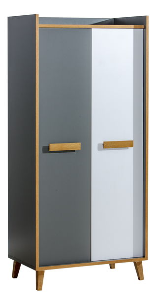 Dulap de haine Wendy W1 (antracit + Alb + Stejar wotan)