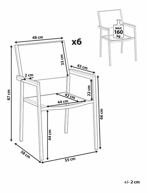 Set 6ks. stoličiek Grosso (čierna) (ratan)