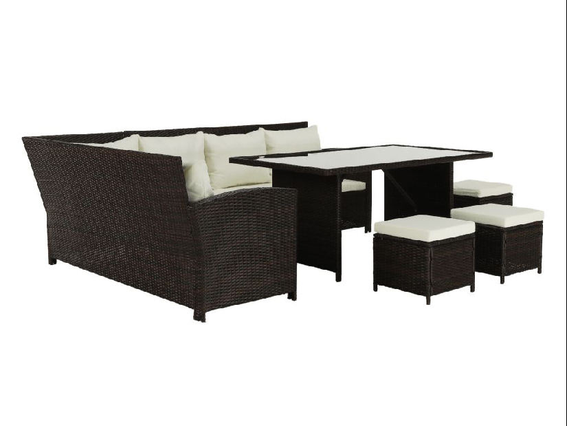 Set mobilier de grădină Stork (maro + crem) (pentru 8 persoane)