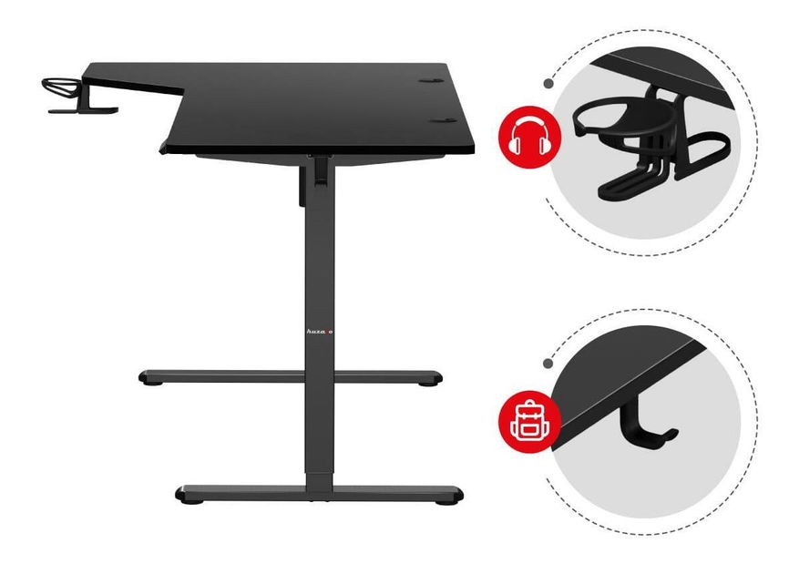 Masă PC de colț reglabilă electric Hyperion 9.1 (negru) *vânzare