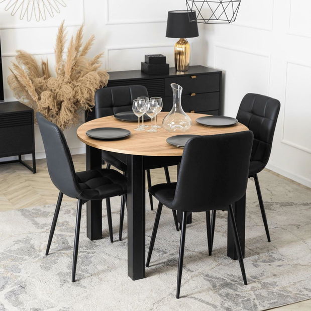 Blagovaonski set Habias 1 (hrast artisan + crna) (za 4 osobe)