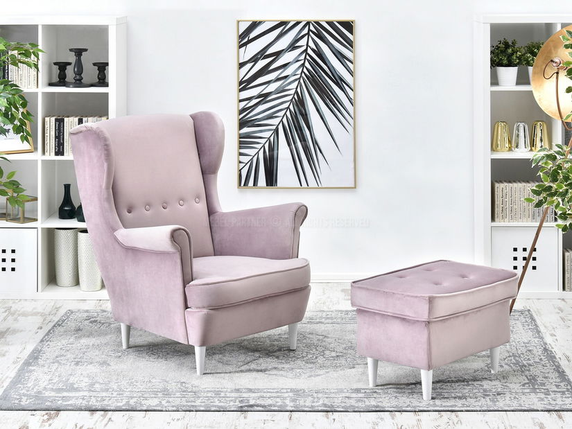 Füles fotel Margis (világoslila + bükk)