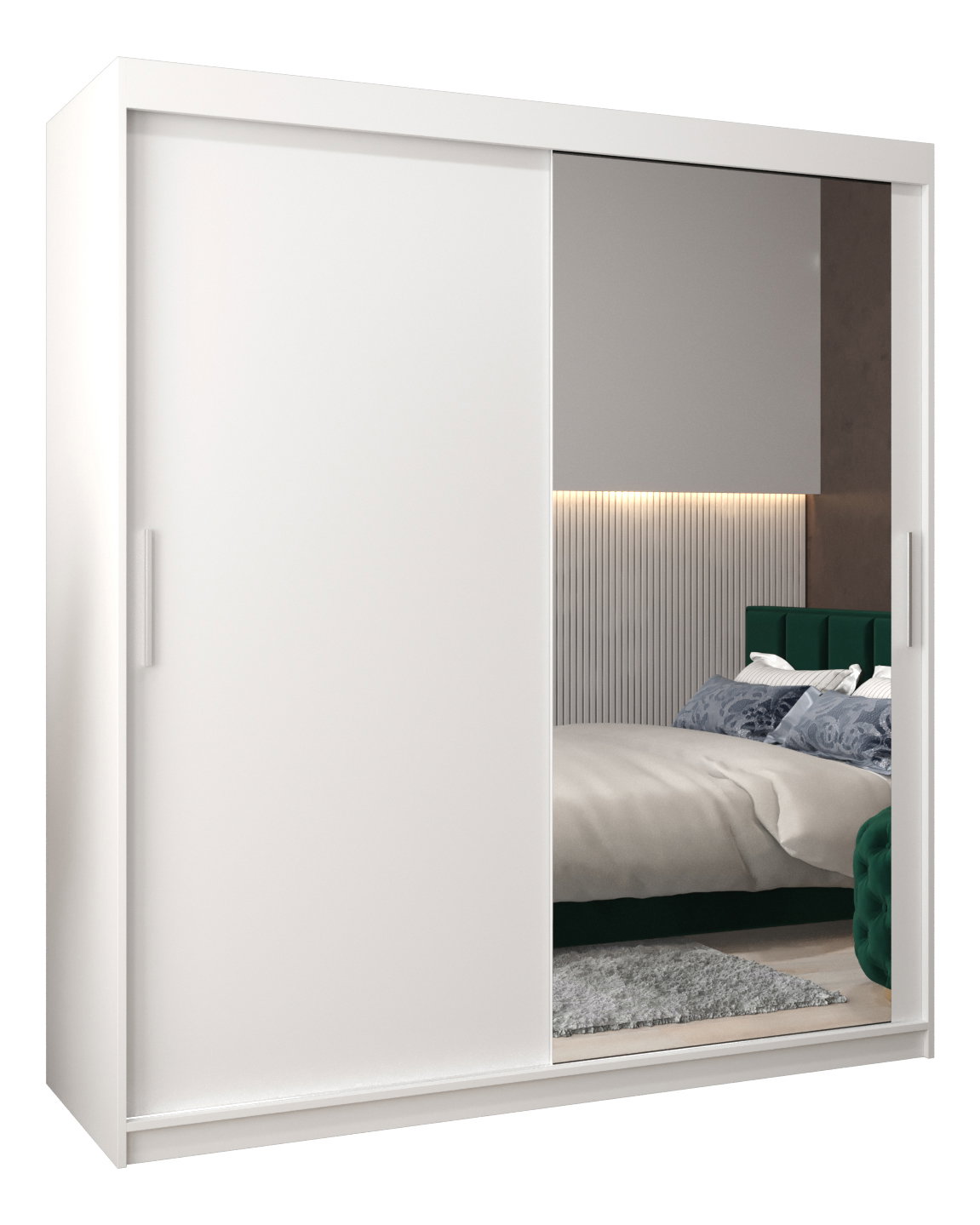 Ruhásszekrény 180 cm Toki 2 (matt fekete + matt fehér)