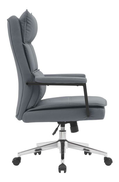 Fotoliu birou Kahlo (gri piele ecologică + crom)