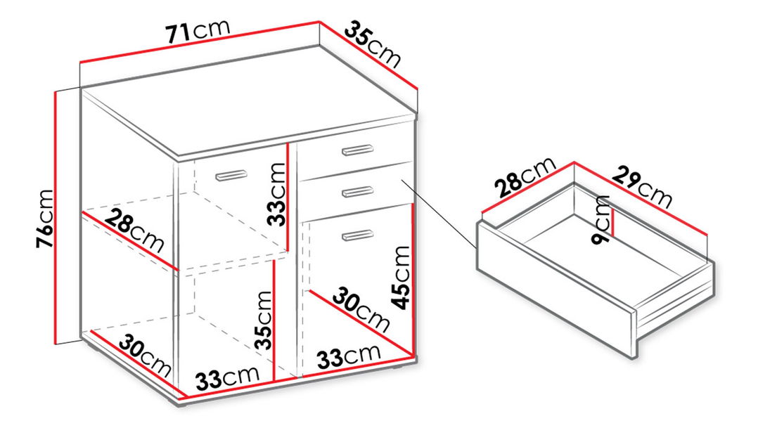 Komód Lerga 2 2T 2S (fehér) 