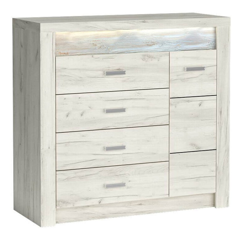 Komód Indie 17 (LED világítással) (fehér craft) 