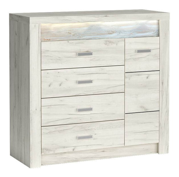 Komoda Indie 17 (s LED osvetlením) (craft biely)