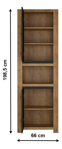 Polcos szekrény Lacetta HAVS01 (sötét lefkas tölgy + fekete)
