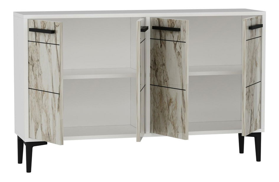 Comodă Daduko (alb + marmură) 
