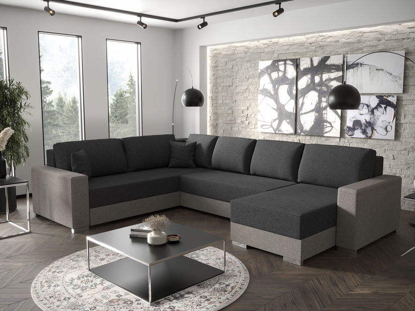 Kutna garnitura u obliku slova U Pearle 3 (tamnosiva + siva) (L)