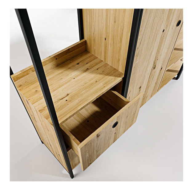 Ormar za garderobu Oppi (hrast + crna)