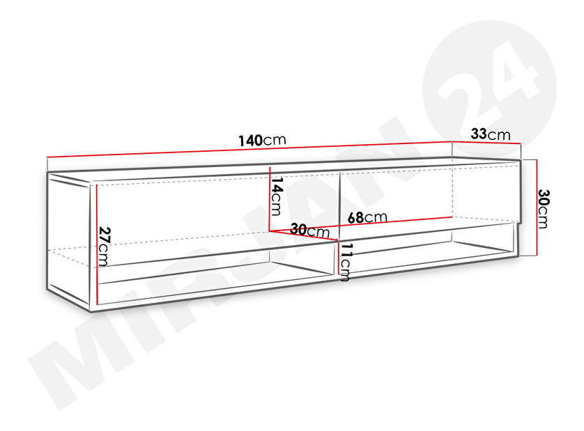 TV stolík/skrinka Adenik 140 (biela + biely lesk) *výpredaj