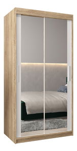 Ruhásszekrény 100 cm Toki 3 (szonoma tölgy + matt fehér)