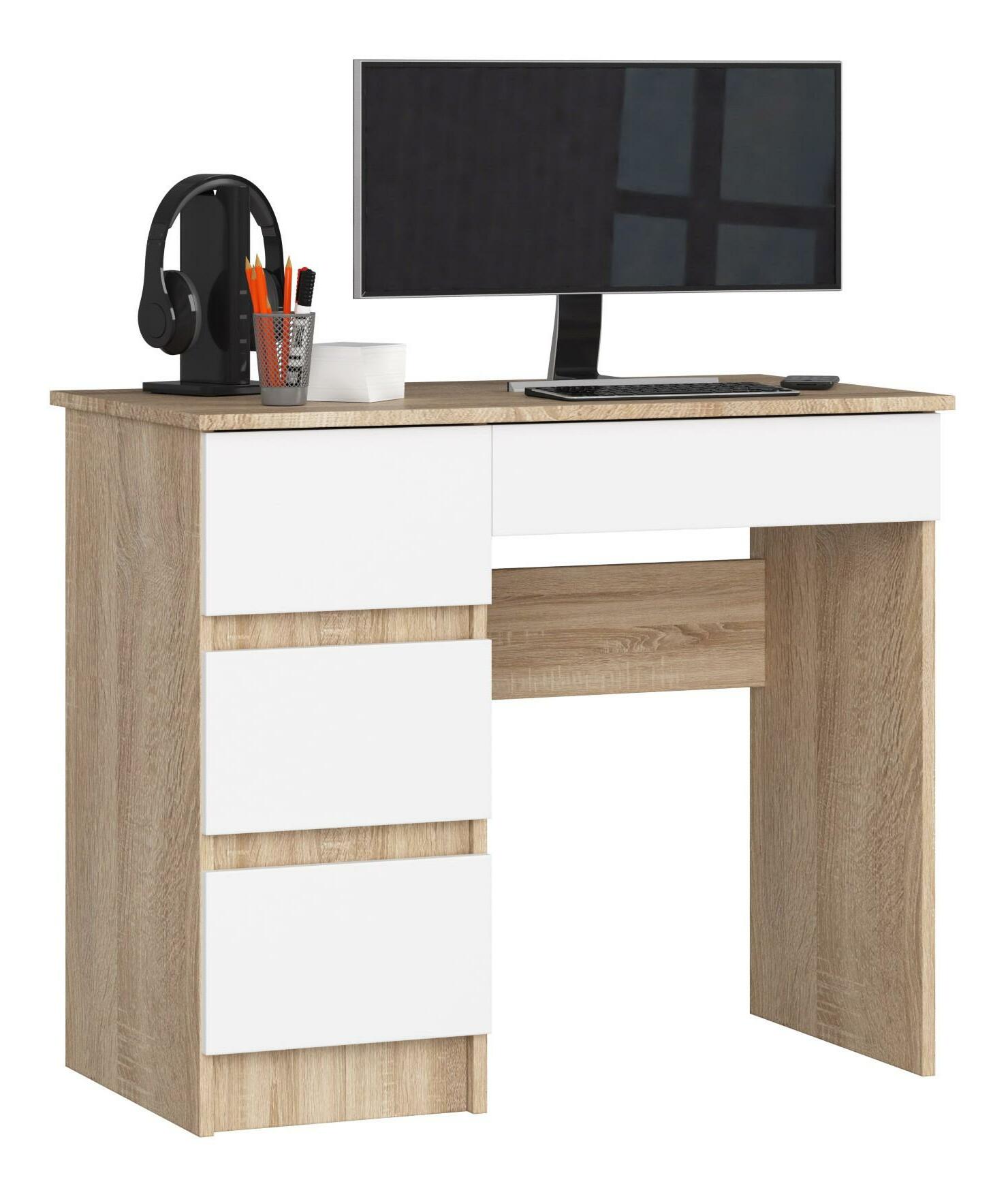 PC asztal Alineadas (sonoma tölgy + fehér) (B)