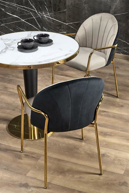 Étkezőasztal Marva (fehér márvány + fekete + arany)