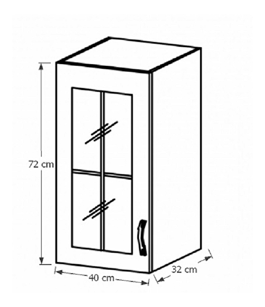 Dulap superior de bucătărie so sticlăm G40S Provense (alb + sosna andersen) (S)