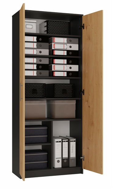 Policová skriňa Obtenidas 1 (antracit + dub artisan)