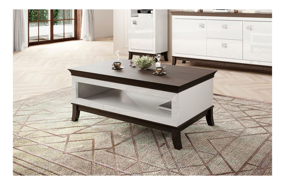 Konferenčný stolík Tyrion Typ 99 (biely lesk + čokoládová)