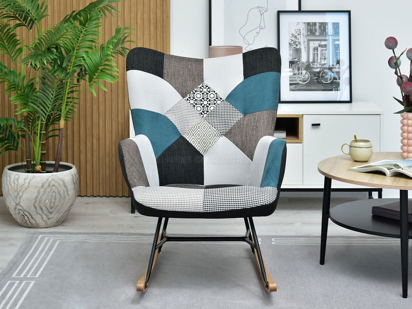 Fotelja Sibyla (patchwork + crna bukva)