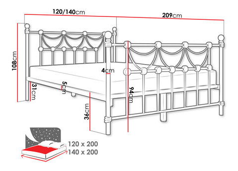 Egyszemélyes ágy 120 cm Etnica (fehér)