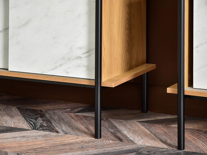 Regál Almasa A3 (biely mramor + čierna)