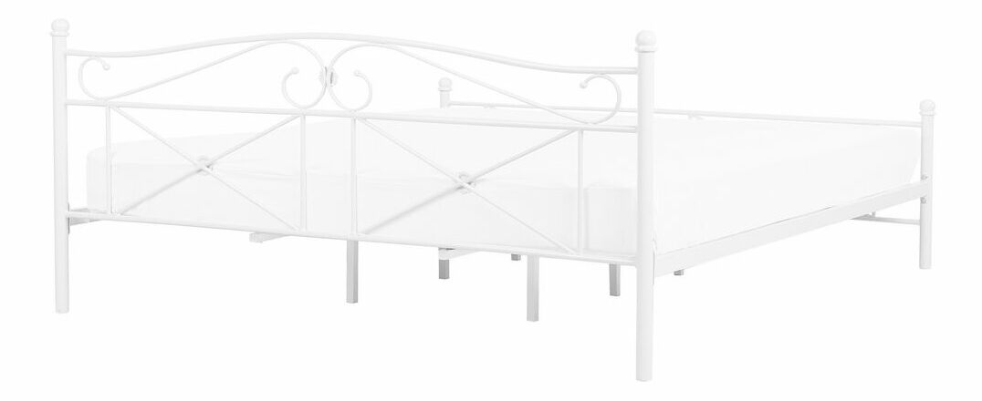 Pat matrimonial 140 cm RANDEZ (metal) (alb) (cu somieră)