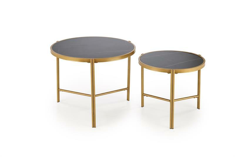 Set 2 ks. konferenčných stolíkov Fantoma (čierny mramor + zlatá)