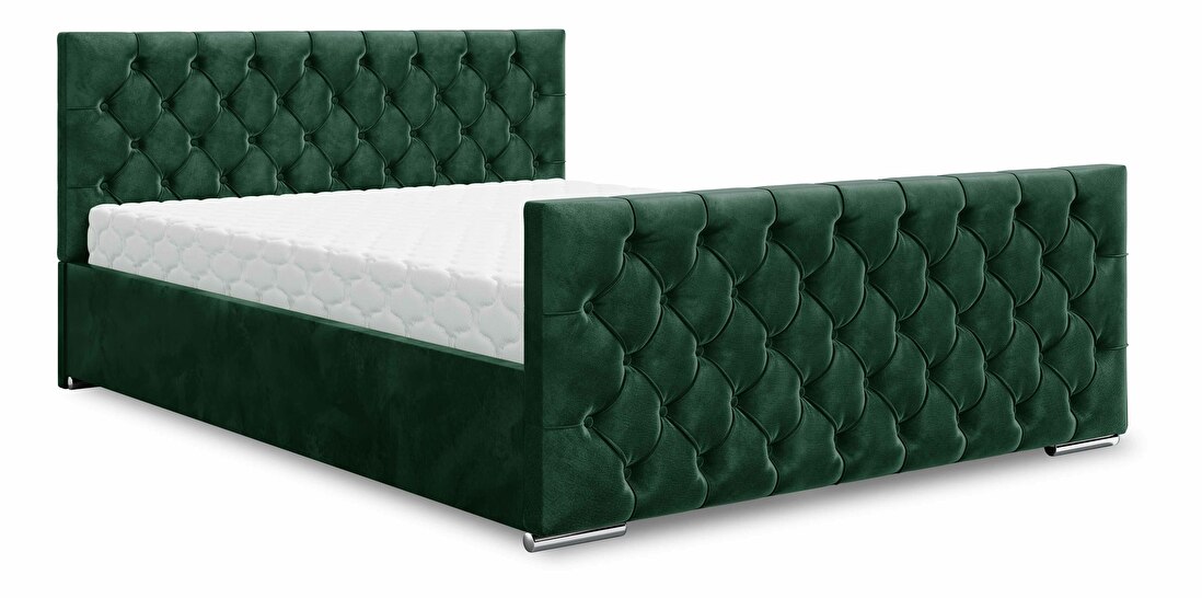 Bračni krevet 140 cm Velva (tamnozelena) (s podnicom i prostorom za odlaganje)