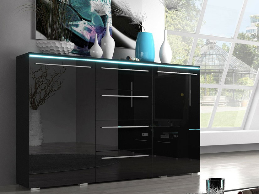 Komoda Aldoris typ 26 (čierna + čierny lesk)