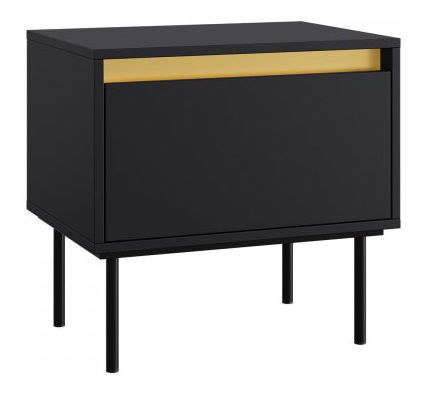 Nočný stolík Gelean 1SZ (čierna + zlatá) 