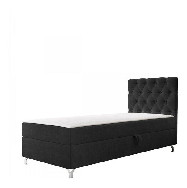 Egyszemélyes ágy 90 cm Jenaks 1 (fekete) (ágyráccsal és matraccal) (tárolóhellyel) (J)