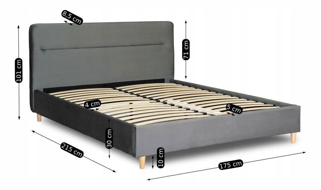 Bračni krevet 160 cm Beasain (siva) (s podnicom)