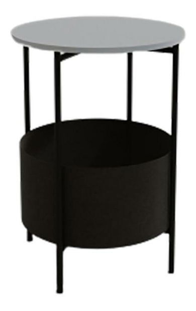 Măsuță laterală Lonupi (alb + negru) 