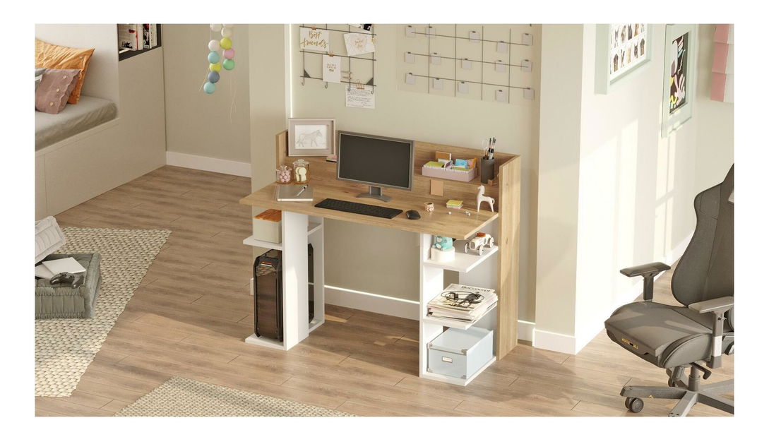 PC asztal Verbato (fehér + tölgy) 
